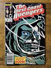 THE WEST COAST AVENGERS 35 NEWSSTAND DR DOOM AL MILGROM COVER MARVEL 1988 picture