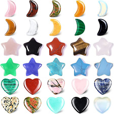 30 Pcs Worry Stones Assorted Heart Star Moon Shaped Crystal Stones Bulks 0.8Inch picture