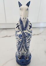 Rare Vintage Chinese Zodiac Porcelain Horse Figurine Blue and White 12