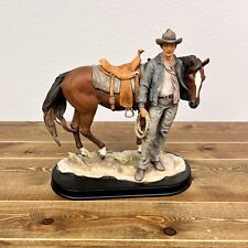 13” Cowboy with his Horse Large Figurine Country Office Decor picture
