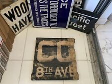 NY NYC SUBWAY ROLL SIGN PRIMITIVE WORN CC 8TH AVENUE IND TRAIN URBAN TRANSIT ART picture