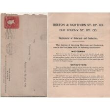 Antique 1905 Boston & Northern Street Railway Train Jobs Vtg. Letter Envelope MA picture