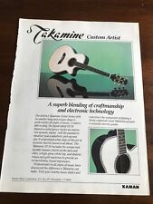 1990 VINTAGE 8X11 PRINT Ad FOR Takamine Custom Artist Acoustic-Electric GUITARS  picture