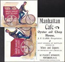 Oyster Chop House Portsmouth NH Bottle Goods Baby Delivery Bike c1901 Trade Card picture
