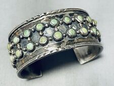 ONE OF BEST VERY EARLY VINTAGE NAVAJO GREEN TURQUOISE STERLING SILVER BRACELET picture