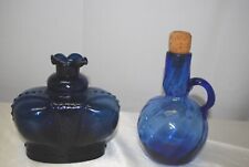 Cobalt Blue Glass Clevenger Brothers Crown & Bottle with Cork  Lot of 2   T1166 picture