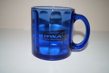 VTG PAN AM INTERNATIONAL FLIGHT ACADEMY AIRLINES COFFEE BLUE GLASS MUG CUP picture