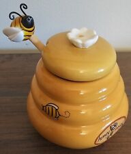 Honey Miel Ceramic Beehive Honey Jar W/Stick picture