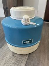 Vintage Thermos Insulated 1 Gallon Jug Teal Blue & White Picnic Camp Collectible picture