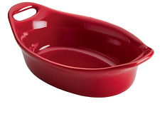 NEW RACHAEL RAY RED CERAMIC OVAL AU GRATIN PIE BAKING DISH STONEWARE 1 PIECE picture