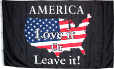 AMERICA LOVE IT OR LEAVE it Flag Black USA Map AMERICAN USA MAP MAGA Trump Flag picture