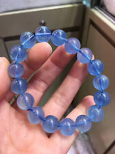 11.4mm Natural Blue Aquamarine Crystal Gemstone Round Beads Bracelet AAAAA picture