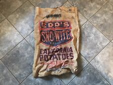 Edd’s Sno-White California Potatoes Burlap Gunny Sack Edison  Vintage picture