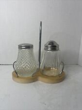 Vintage Clear Glass Diamond Cut Salt & Pepper Shakers Hong Kong picture