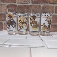 Arbys’s Saturday Evening Post Glasses 4-12oz. Preowned -Vntage picture