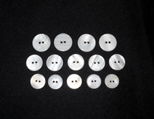Lot of 14 Abalone Mother Pearl Round 2 Hole Buttons Vintage Replacement Sewing picture