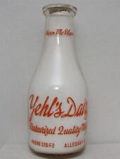 TRPQ Milk Bottle Yehl Yehl's Dairy Farm Allegany NY MILK NATURES GIFT TO MANKIND picture