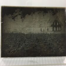 Antique Dry Plate Negative Cullman Alabama Farm Fields Farmhouse picture