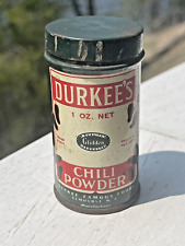 Vintage DURKEE'S Chili Powder Spice Tin Round Elmhurst New Jersey picture