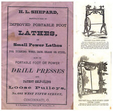 H.L. Shepard, Cincinnati - Catalog of Lathes & Drill Presses - Ca. 1870's picture