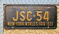 1938 New York License Plate JSC-54 ALPCA Garage Decor Judge Supreme Court picture