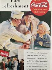 Vintage 1937 COKE Coca Cola Drug Store Soda Fountain Color Print Ad picture