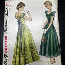 Vintage 1940s Simplicity 2864 Double Collar Evening Dress Sewing Pattern 12 CUT picture
