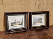 Pair Of Antique Victorian Eastlake Walnut Deep Well Frames W Glass & Nice Prints picture