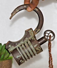 1870 Vintage Iron Screw System Handcrafted Line Design Unique Pad Lock 14738 picture