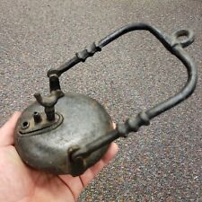 Victorian Era French Miners Iron Whale Oil Lamp With Rooster picture