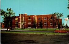 Grand Forks University of North Dakota Field House Water Tower Old Cars Postcard picture