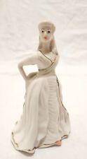 Vintage White Porcelain Figurine Of Lady In White Dress ~ 6.25