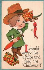 Vintage Postcard Cute Little Girl I Should Worry Like A Rube And Feed Chickens picture