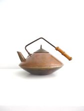 MCM Copper And Brass Teapot Kettle Bamboo Handle Holland Rare Experimental picture
