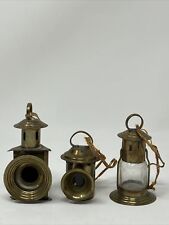 Vintage Christmas Ornament Brass Glass Nautical Oil Lantern Replicas Set Of 3 picture