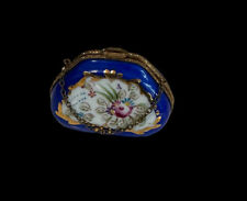 Rochard Limoges Box Porcelain Trinket Handbag Purse Hand Painted Flowers Vintage picture