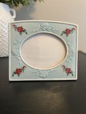 Vintage Cottagecore Picture Photo Frame Embossed Ceramic Roses Oval Avon 4x3
