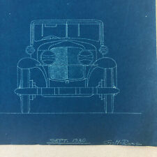 1930 Coachbuilder Car Design Blueprint Rendering Blue Print Speedster Cabriolet picture