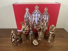 JcPenny Home 7 Piece Gold Leaf Nativity Scene Hollywood Regency W Box picture