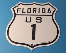 Vintage US Florida 1 Sign - Porcelain Highway State Road Marker Gas Oil Sign picture