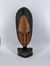 Vintage Tribal African Carved Painted Wooden Statue Mask Face picture