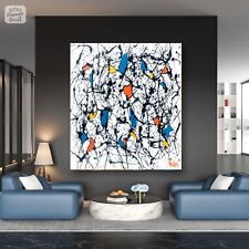 Sale Abstract Blue Red Yellow HANDMADE Painting 24