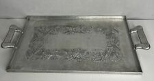 Vintage EVERLAST Forged Aluminum Serving TRAY Handles,  Floral Rose Vanity Tray picture