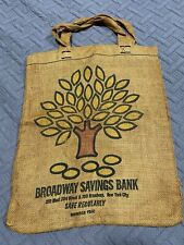 Broadway Savings Bank New York City Promotional Advertising Burlap Shopping Bag picture