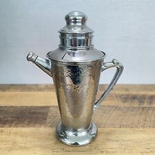 Vintage Hammered Cocktail 1930’s Silver Drink Mixing Pitcher 14 Recipes Rim picture