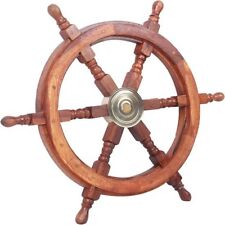 ANTIQUE VINTAGE WHEEL BRASS BOAT SHIPS NAUTICAL PIRATE STEERING 24'' GIFT SEAS picture