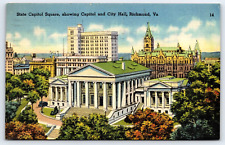 Original Vintage Antique Postcard State Capitol Square City Hall Richmond, VA picture