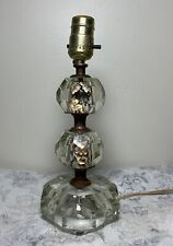Vtg / Antique Table Lamp Crystal / Glass With Flowers Inside Nice Works picture