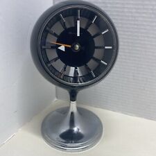 Bulova Atomic Age Clock Retro Mid Century Black on Chrome Pedestal Tulip Clock picture