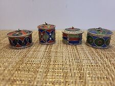 Set Of 4 Vintage MORRACAN Enamel Trinket/Jewel Boxes picture